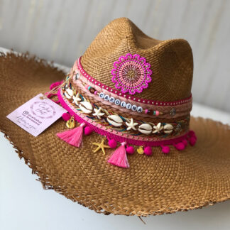 Ref 15/ Sombrero Carnaval Desflecado aplique tejido fucsia