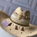Ref 11 / Sombrero Desflecado Aplique Dorado Grande