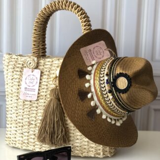 Ref 6/ Sombrero Trenza y Aplique negro