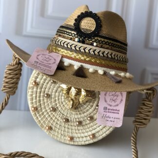 Ref 6/ Sombrero Trenza y Aplique negro