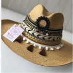 Ref 6/ Sombrero Trenza y Aplique negro