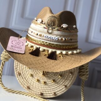 Ref 11-1 / Sombrero Aplique Dorado grande con borde