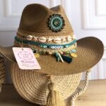 Ref 2-1 / Sombrero Aplique tejido verde y cordón